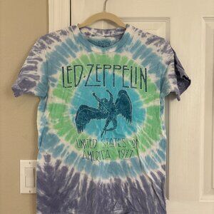 Led-Zeppelin Tie-Dye Shirt, Size S, Green, Purple, Blue